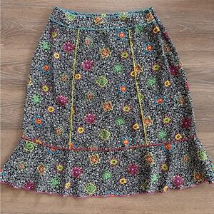 Sag Harbor Black Skirt with Colorful Floral Design